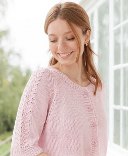 НІЖНИЙ ВЕСНЯНИЙ КАРДІ З РЕГЛАНОМ, ХВИЛЕПОДІБНИМІ ВІЗЕРУНКАМИ ТА РУКАВАМИ 3/4 