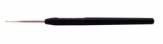 Крючок стальной экстратонкий с чёрной ручкой и золотистым наконечником KNITPRO